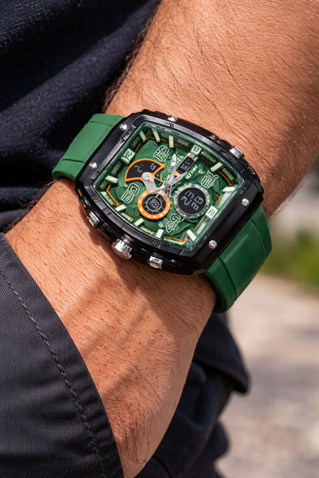 Reloj Electrónico SMAEL Verde - Moda Cuadrada para Hombre