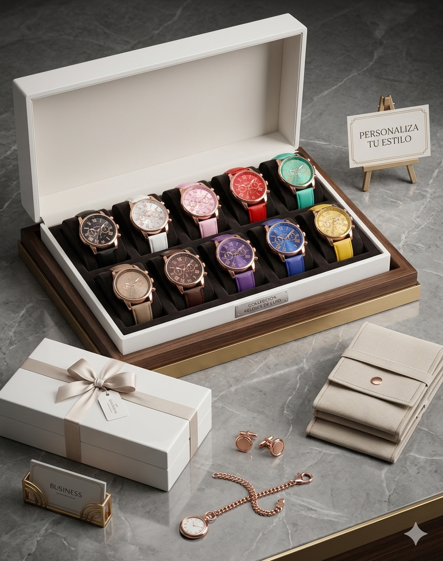 x10 Relojes Elegantes Colección Vanguard – Esfera Oro Rosa y Correa de Cuero ⌚
