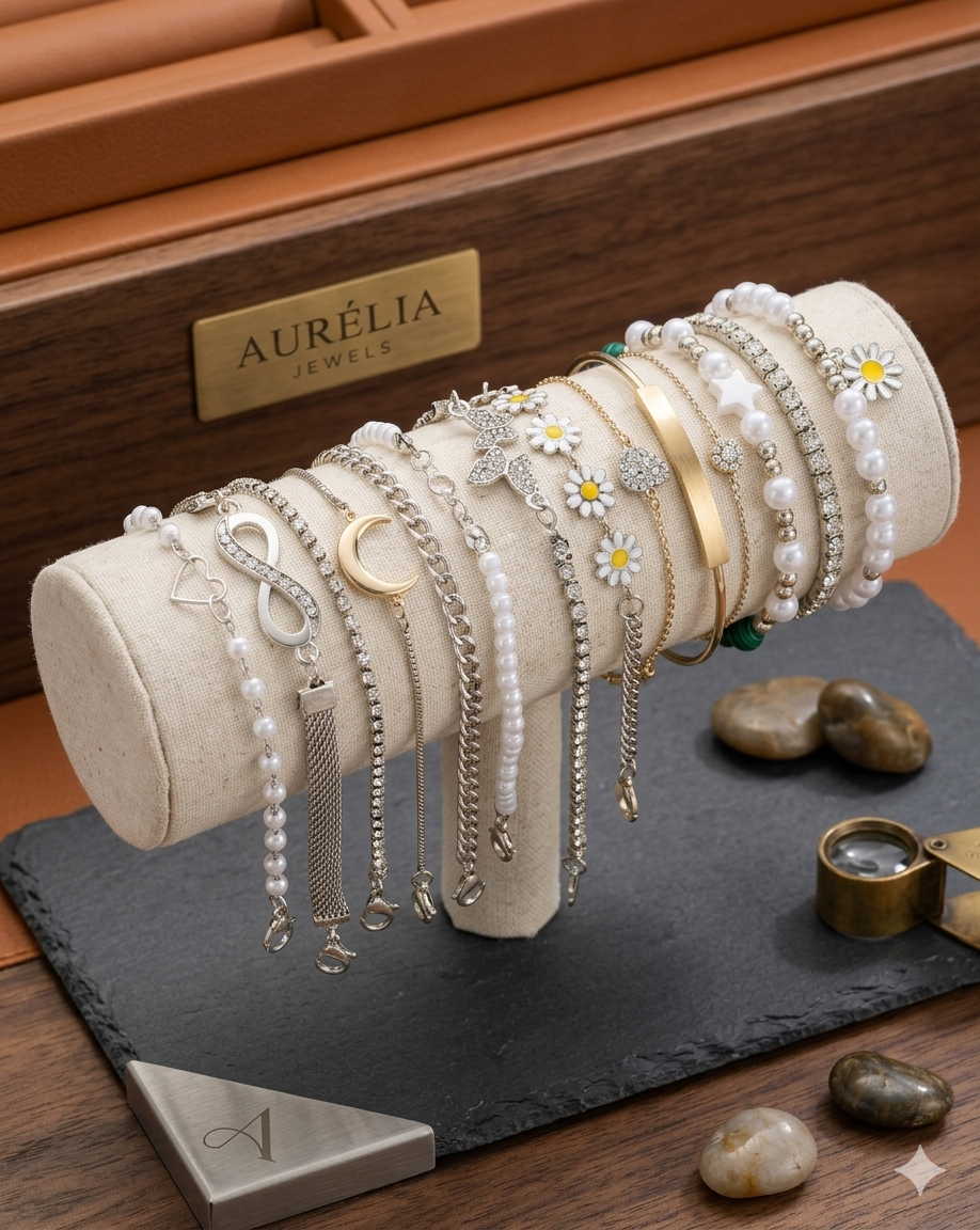 ✨ 12 Pulseras de Margaritas y Corazones ☀️❤️ ¡Perlas y mucho brillo para tu día a día!