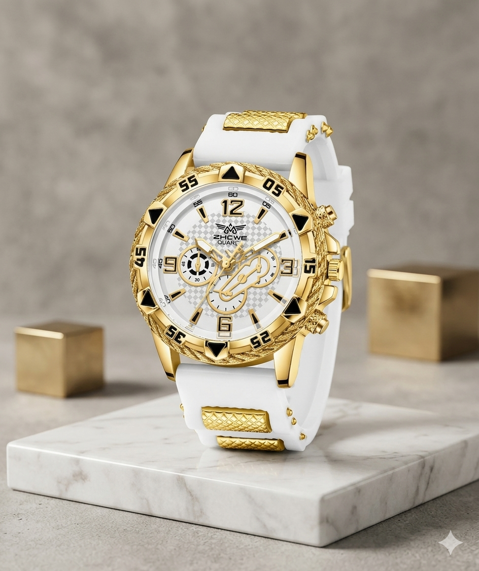 Royal Gold & White - Reloj Lujo Deportivo
