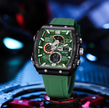 Reloj Electrónico SMAEL Verde - Moda Cuadrada para Hombre